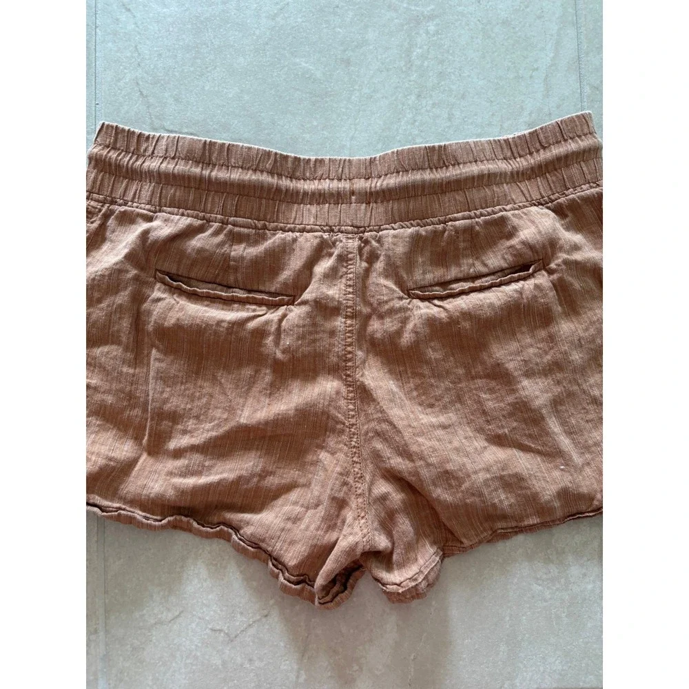 Athleta Shorts Womens Size 14 Orange Pull On Cabo Linen 4" Beachy Coastal Summer - Picture 2 of 3